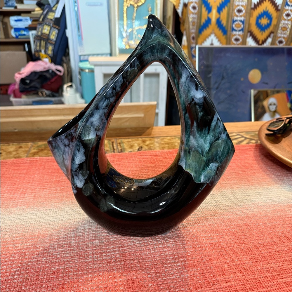 MCM Beauceware Abstract Black and Green Ceramic Sculpture